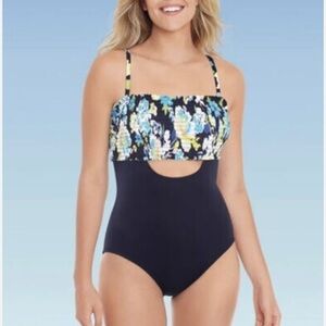 Beach Betty Floral Print One Piece Cut-Out Swimsuit M